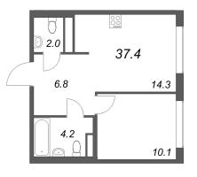 1 ккв № 919 Корп.: 5 , Секция 2  в ЖК Гений