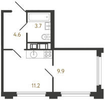 1 ккв № 562 Корп.: 3 , Секция 3.2  в ЖК Гений