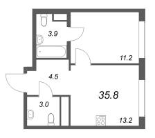 1 ккв № 772 Корп.: 5 , Секция 1  в ЖК Гений