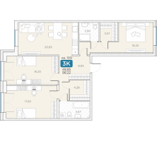 4 ккв (Евро) № 109 Корп.: 14А , Секция 3  в ЖК Гильдия