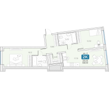 3 ккв (Евро) № 4 Корп.: 14А , Секция 1  в ЖК Гильдия