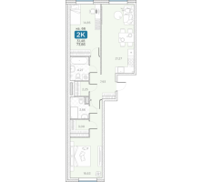 3 ккв (Евро) № 66 Корп.: 14А , Секция 2  в ЖК Гильдия