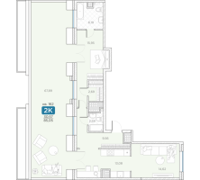 2 ккв № 162 Корп.: 14А , Секция 4  в ЖК Гильдия