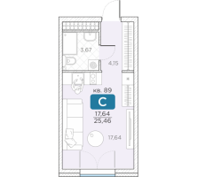 Студия № 89 Корп.: 14А , Секция 2  в ЖК Гильдия