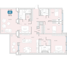5 ккв (Евро) № 129 Корп.: 14А , Секция 3  в ЖК Гильдия