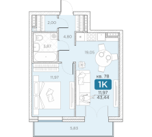 2 ккв (Евро) № 78 Корп.: 14А , Секция 2  в ЖК Гильдия