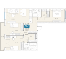 4 ккв (Евро) № 126 Корп.: 14А , Секция 3  в ЖК Гильдия