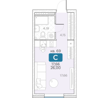 Студия № 69 Корп.: 14А , Секция 2  в ЖК Гильдия
