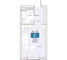 Студия № 79 Корп.: 14А , Секция 2  в ЖК Гильдия