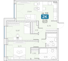 3 ккв (Евро) № 108 Корп.: 14А , Секция 3  в ЖК Гильдия