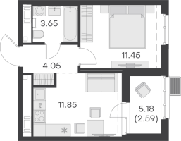 1 ккв № 334 Корп.: 1 , Секция 6  в ЖК GloraX Балтийская