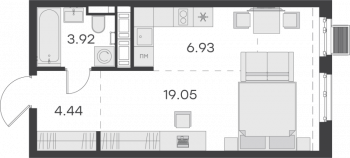 Студия № 433 Корп.: 1 , Секция 9  в ЖК GloraX Балтийская