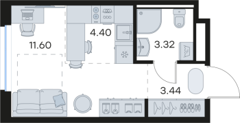 Студия № 9 Корп.: 6 , Секция 1  в ЖК GloraX Новоселье