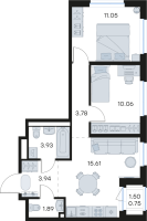3 ккв (Евро) № 40 Корп.: 3 , Секция 1  в ЖК GloraX Новоселье