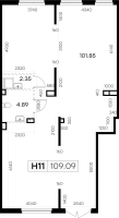 К. пом № Н11 Корп.: 1 , Секция 5  в ЖК GloraX Новоселье