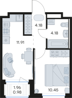 1 ккв № 29 Корп.: 3 , Секция 1  в ЖК GloraX Новоселье
