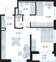 3 ккв (Евро) № 130 Корп.: 3 , Секция 2  в ЖК GloraX Новоселье
