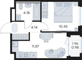 1 ккв № 78 Корп.: 6 , Секция 1  в ЖК GloraX Новоселье