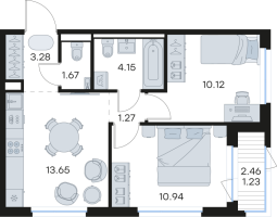 2 ккв № 6 Корп.: 6 , Секция 1  в ЖК GloraX Новоселье