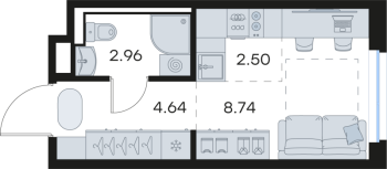 Студия № 4 Корп.: 5 , Секция 1  в ЖК GloraX Новоселье