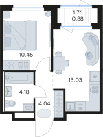 1 ккв № 152 Корп.: 3 , Секция 3  в ЖК GloraX Новоселье