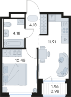1 ккв № 30 Корп.: 3 , Секция 1  в ЖК GloraX Новоселье