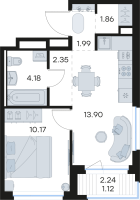 2 ккв (Евро) № 165 Корп.: 3 , Секция 3  в ЖК GloraX Новоселье
