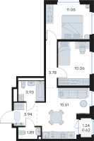 3 ккв (Евро) № 12 Корп.: 3 , Секция 1  в ЖК GloraX Новоселье