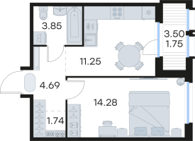 1 ккв № 251 Корп.: 6 , Секция 2  в ЖК GloraX Парголово