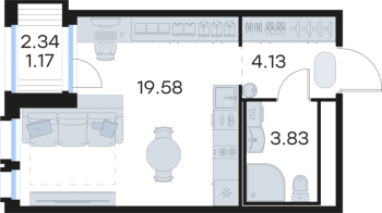 Студия № 261 Корп.: 5 , Секция 2  в ЖК GloraX Парголово