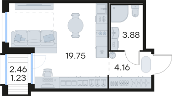 Студия № 127 Корп.: 6 , Секция 1  в ЖК GloraX Парголово