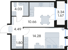 1 ккв № 259 Корп.: 5 , Секция 2  в ЖК GloraX Парголово