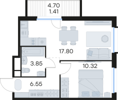 2 ккв (Евро) № 99 Корп.: 6 , Секция 1  в ЖК GloraX Парголово