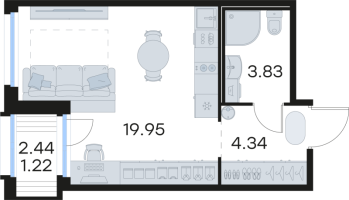 Студия № 264 Корп.: 5 , Секция 2  в ЖК GloraX Парголово