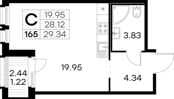 Студия № 165 Корп.: 5 , Секция 2  в ЖК GloraX Парголово