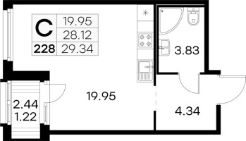 Студия № 228 Корп.: 5 , Секция 2  в ЖК GloraX Парголово