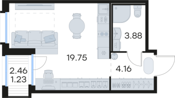 Студия № 117 Корп.: 6 , Секция 1  в ЖК GloraX Парголово