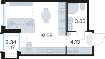 Студия № 133 Корп.: 5 , Секция 1  в ЖК GloraX Парголово