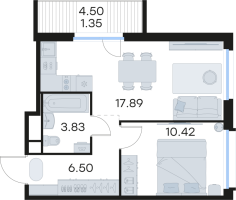 2 ккв (Евро) № 15 Корп.: 5 , Секция 1  в ЖК GloraX Парголово