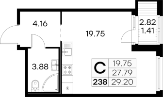 Студия № 238 Корп.: 4 , Секция 2  в ЖК GloraX Парголово