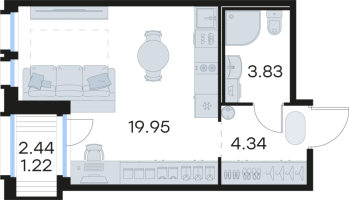 Студия № 237 Корп.: 5 , Секция 2  в ЖК GloraX Парголово