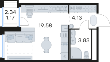 Студия № 234 Корп.: 5 , Секция 2  в ЖК GloraX Парголово