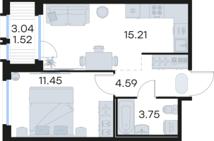 2 ккв (Евро) № 238 Корп.: 6 , Секция 2  в ЖК GloraX Парголово