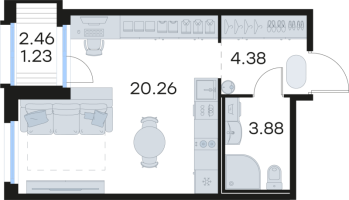 Студия № 94 Корп.: 6 , Секция 1  в ЖК GloraX Парголово