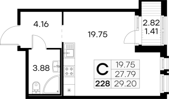 Студия № 228 Корп.: 4 , Секция 2  в ЖК GloraX Парголово