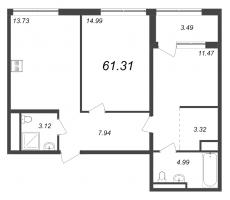 2 ккв № 454, Секция 10  в ЖК GloraX Premium Василеостровский