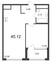 2 ккв (Евро) № 863, Секция 19  в ЖК GloraX Premium Василеостровский