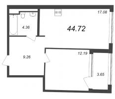 2 ккв (Евро) № 810, Секция 17  в ЖК GloraX Premium Василеостровский