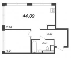 2 ккв (Евро) № 968, Секция 20  в ЖК GloraX Premium Василеостровский