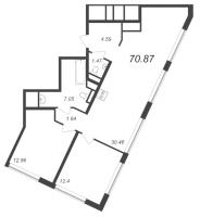 3 ккв (Евро) № 322, Секция 7  в ЖК GloraX Premium Василеостровский